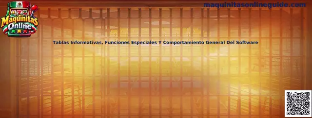 Guía visual de tablas informativas, funciones especiales y comportamiento del software de maquinitas online